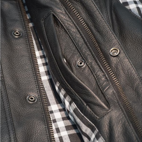 NWT Highway 21 Magnum Vest - Black Leather Motorcycle Jacket - Picture 3 of 4